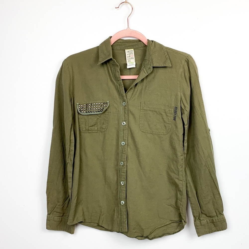 Green Long Sleeve Cotton Button Up